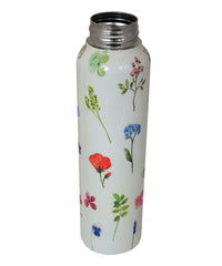 Handcrafted Eco-Friendly Meenakari Stainless Steel Bottle(1L)-White Floral