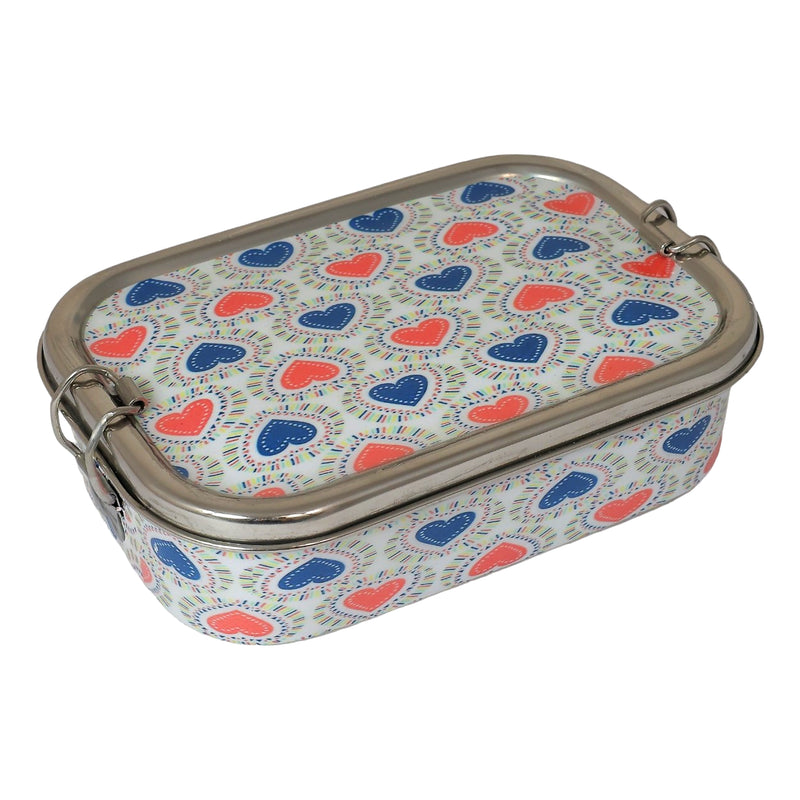 Heart Print Eco-Friendly Meenakari Steel Tiffin Box – Stylish & Durable