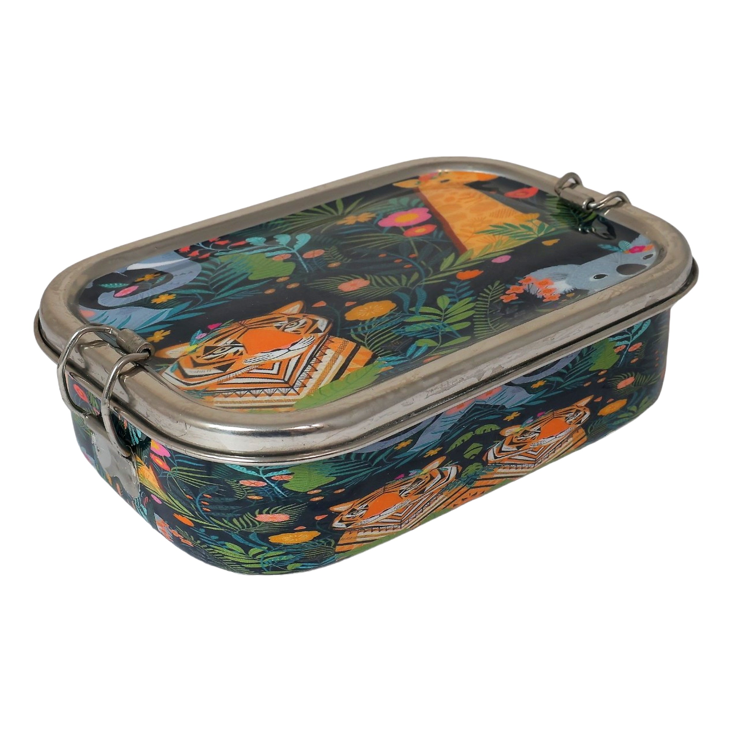 Meenakari Steel Tiffin Box – Stylish & Durable -Set Of 5 (Llama+Jungle+Panda+Dino+Animal)