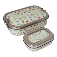 Eco-Friendly Meenakari Steel Tiffin Box – Stylish & Durable-White Floral