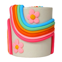 Rainbow with Pink Flower Ceramic Planter