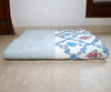 Handcrafted Block Printed Blue Floral Print Quilted Bedcover With Two Pillowcases