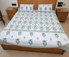 Handcrafted Block Printed Blooming Flower Print Quilted Bedcover With Two Pillowcases