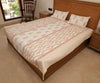 Handcrafted Block Printed Orange Wavy Print Quilted Bedcover With Two Pillowcases