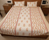 Handcrafted Block Printed Orange Wavy Print Quilted Bedcover With Two Pillowcases