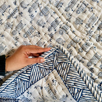 Turtle Design Handcrafted Block Printed Kids Quilt