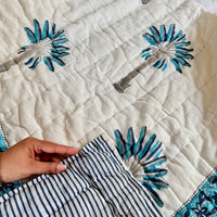 Turtle Design Handcrafted Block Printed Kids Quilt