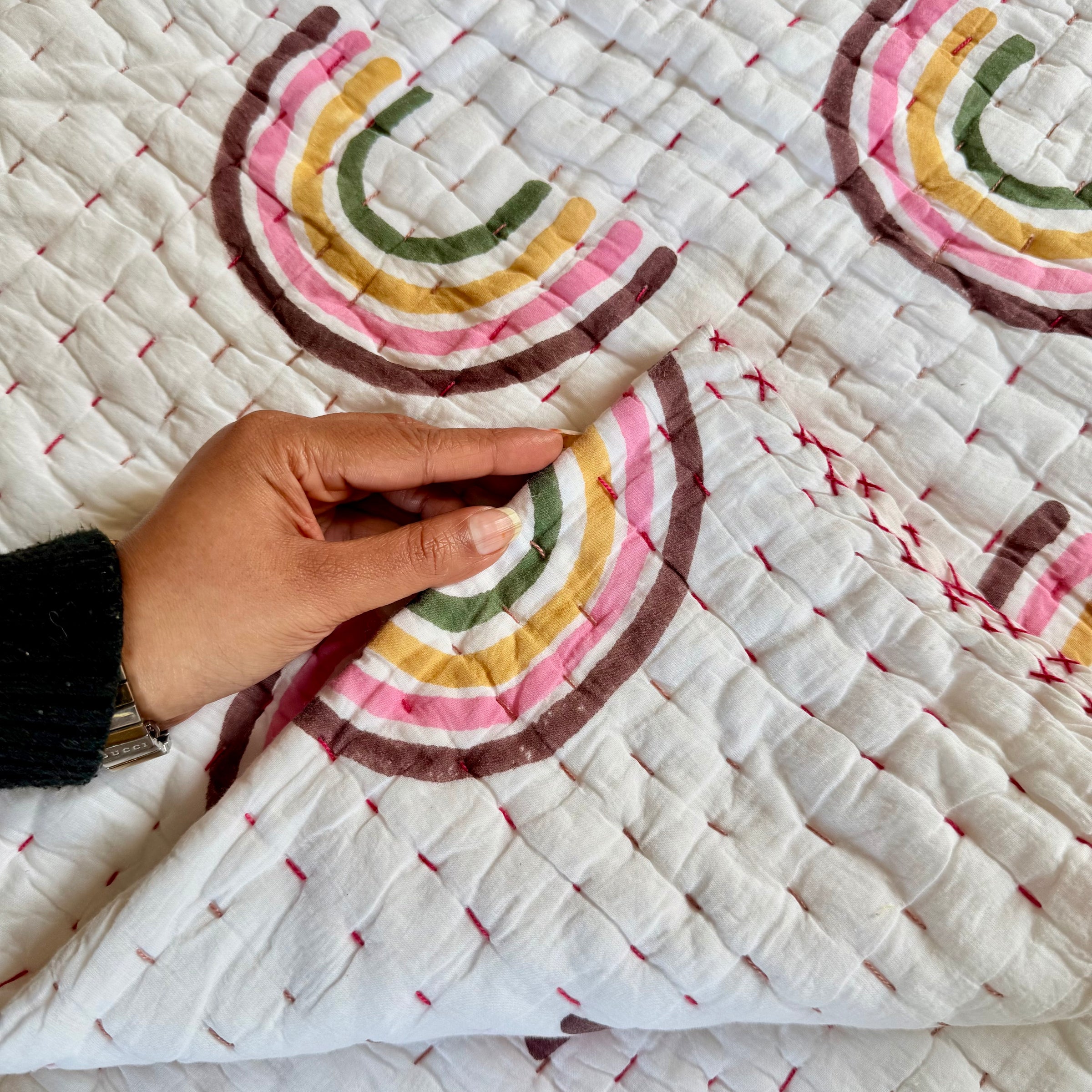 Handcrafted Kids Quilt with Traditional Block Print | Soft & Cozy Cotton Quilt for Babies & Toddlers