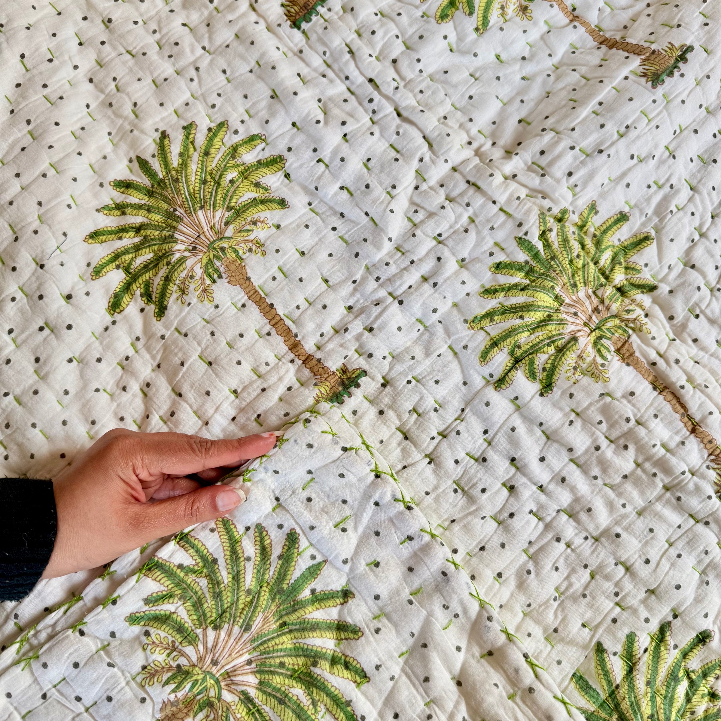 Turtle Design Handcrafted Block Printed Kids Quilt