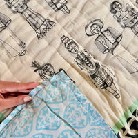Turtle Design Handcrafted Block Printed Kids Quilt