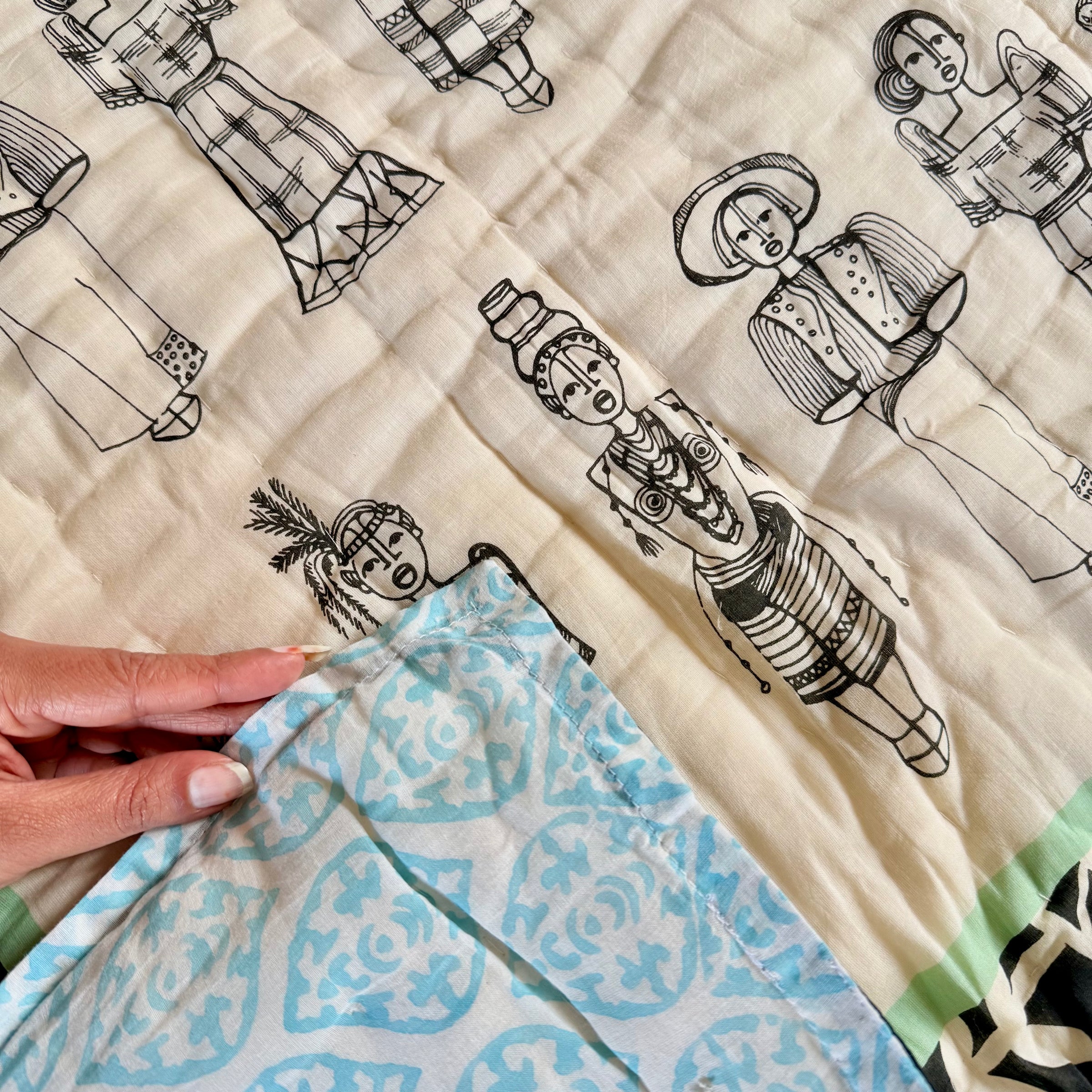 Turtle Design Handcrafted Block Printed Kids Quilt