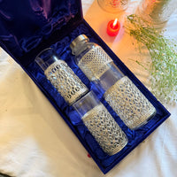 Handcrafted German Silver Bottle & Glass Set for Home, Office & Gifting