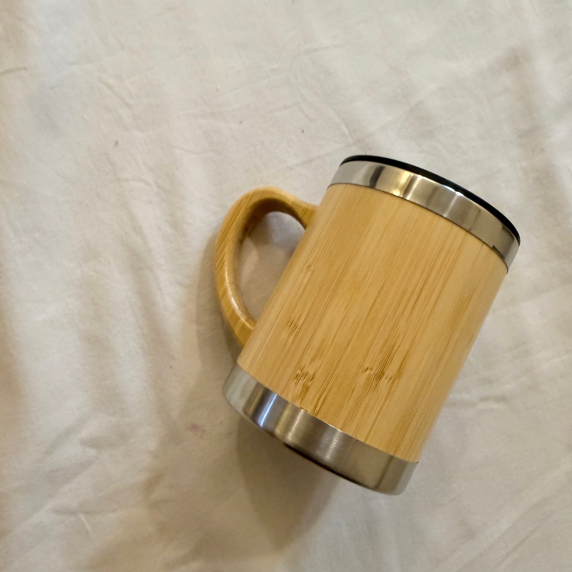 Eco-Friendly Bamboo Coffee Mug with Stainless Steel Inner & Handle