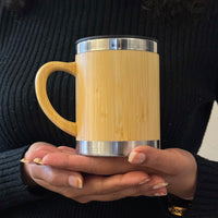 Eco-Friendly Bamboo Coffee Mug with Stainless Steel Inner & Handle