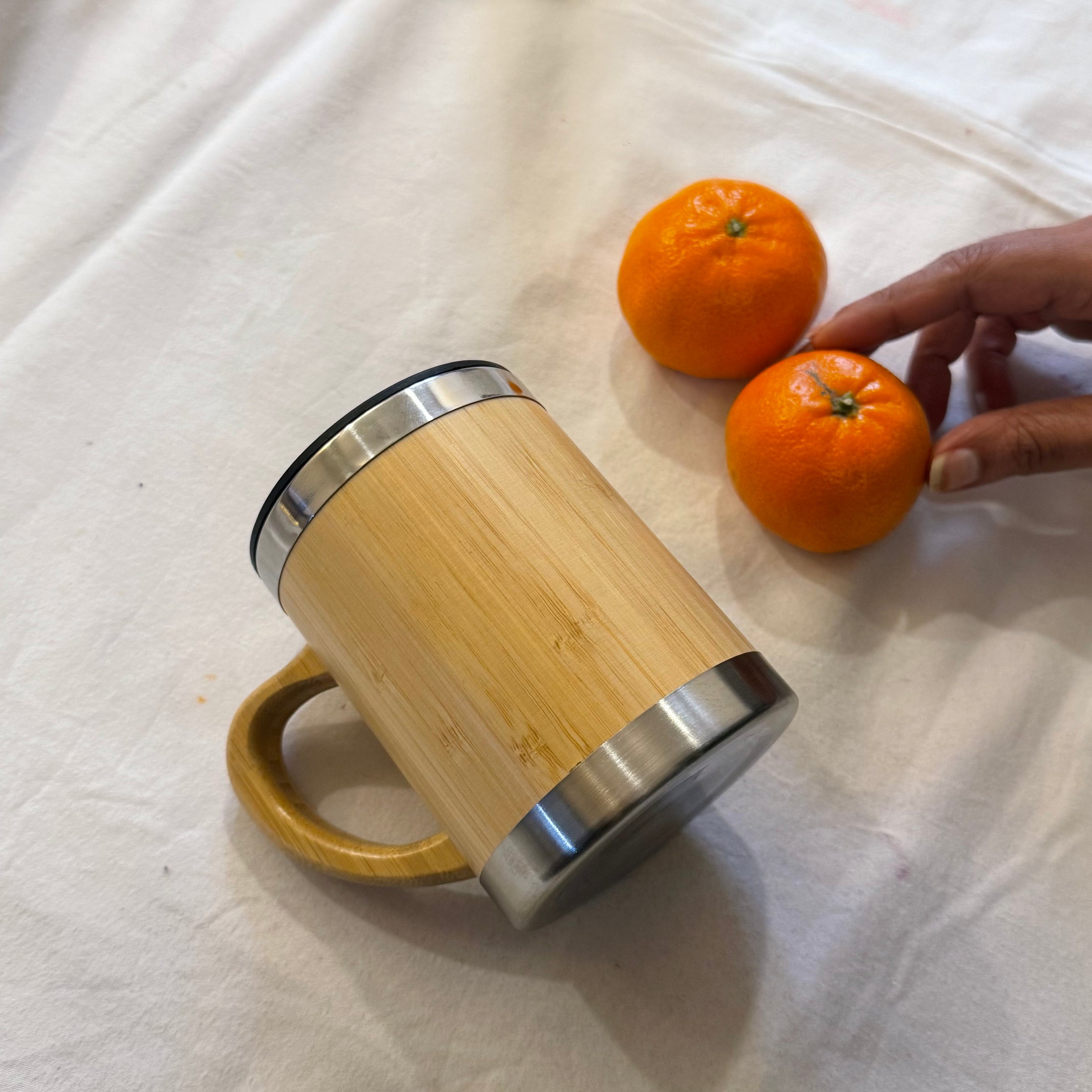 Eco-Friendly Bamboo Coffee Mug with Stainless Steel Inner & Handle