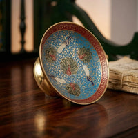 Handcrafted Brass Decorative Plate | Peacock & Floral Design Meenakari Artwork for Home Décor