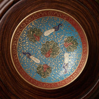Handcrafted Brass Decorative Plate | Peacock & Floral Design Meenakari Artwork for Home Décor