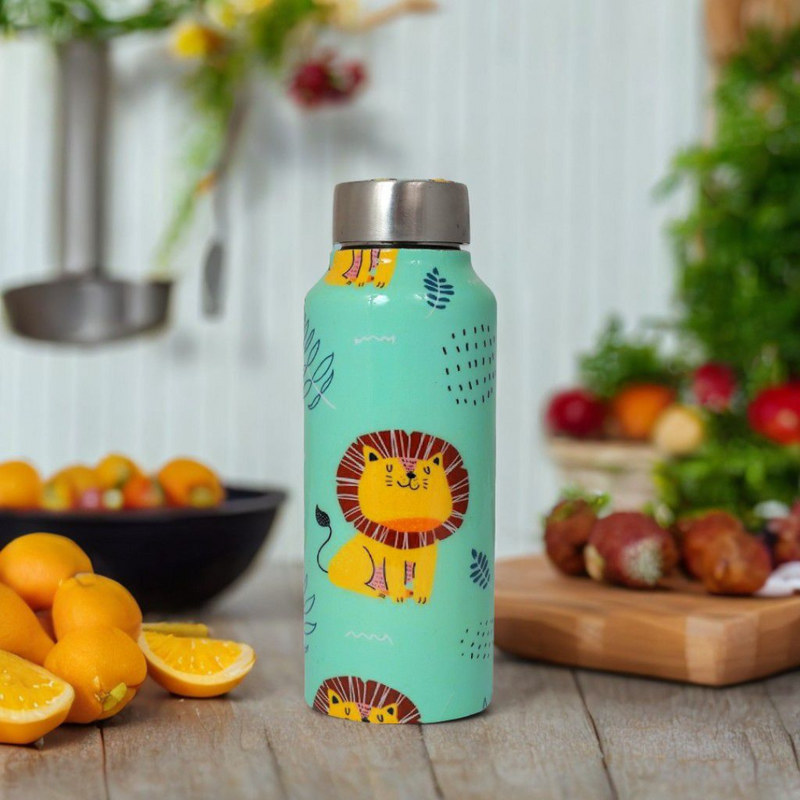 Flamingo Print Handcrafted Eco-Friendly Meenakari Steel Bottle(750 ML)