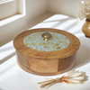 Elegant Floral Circular Print Wooden Roti Box – Stylish & Durable Storage Solution