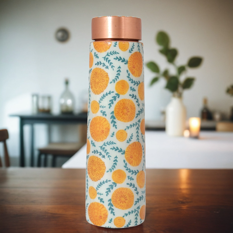 Copper Water Bottle | 1 Litre | Etched | Improves Digestion