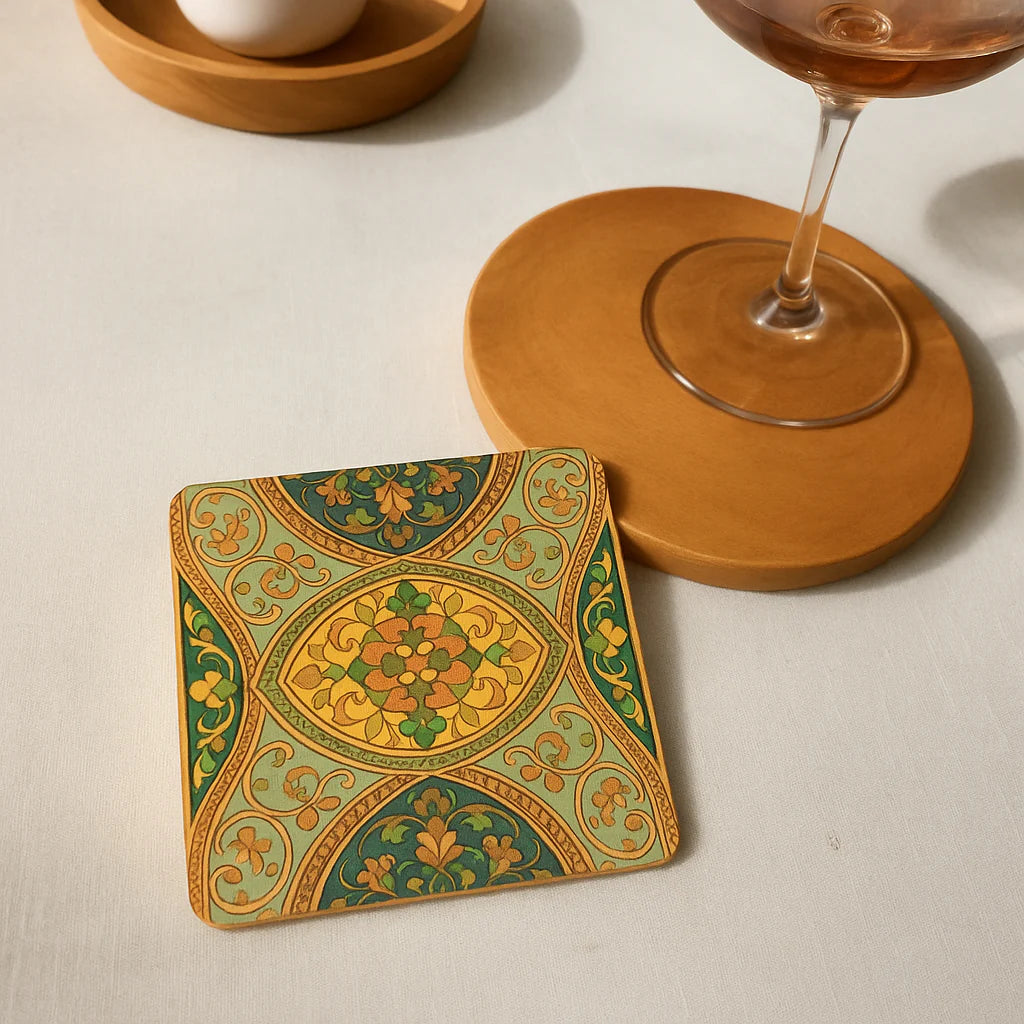 BG|Elegant MDF Print Coaster – Stylish & Durable Design (Set Of 4)