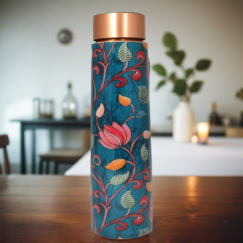 Copper Water Bottle | 1 Litre | Etched | Improves Digestion