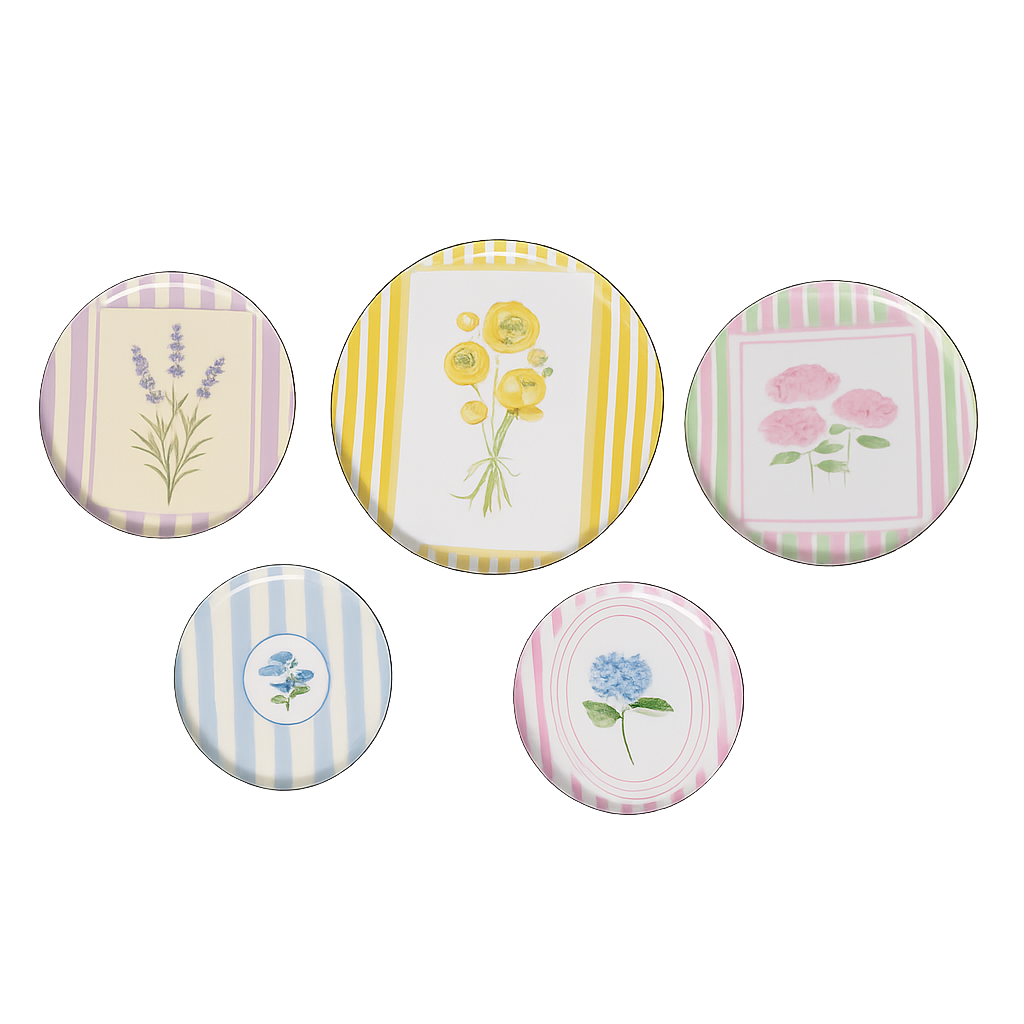 Decorative Metal Wall Plates Set of 5