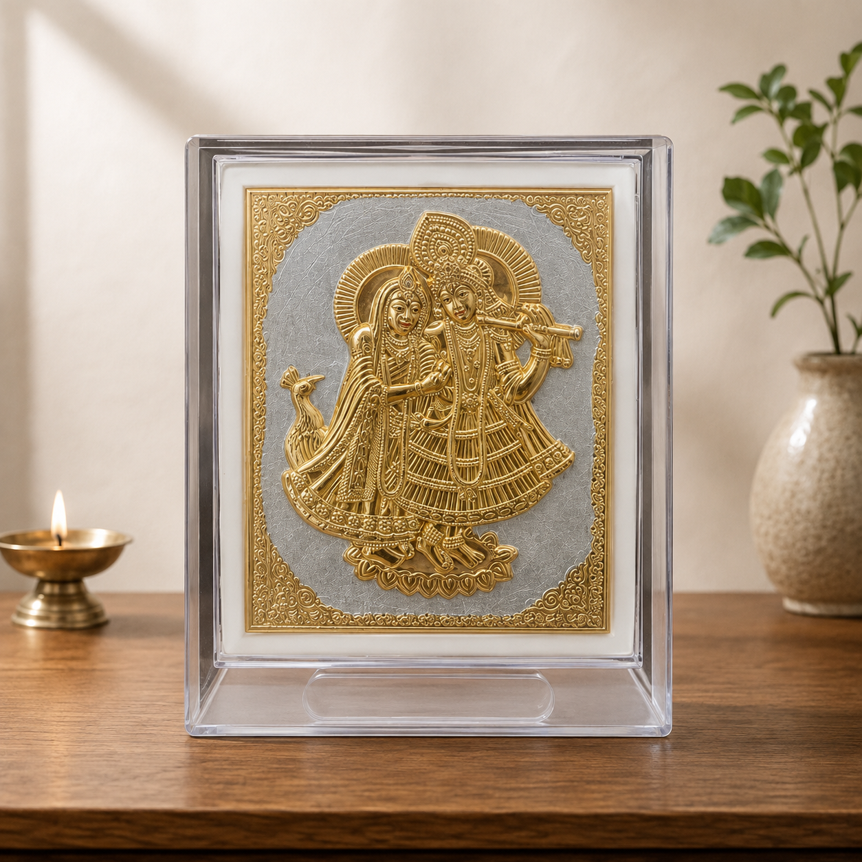 Golden Radha Krishna Decorative Frame for Home & Office