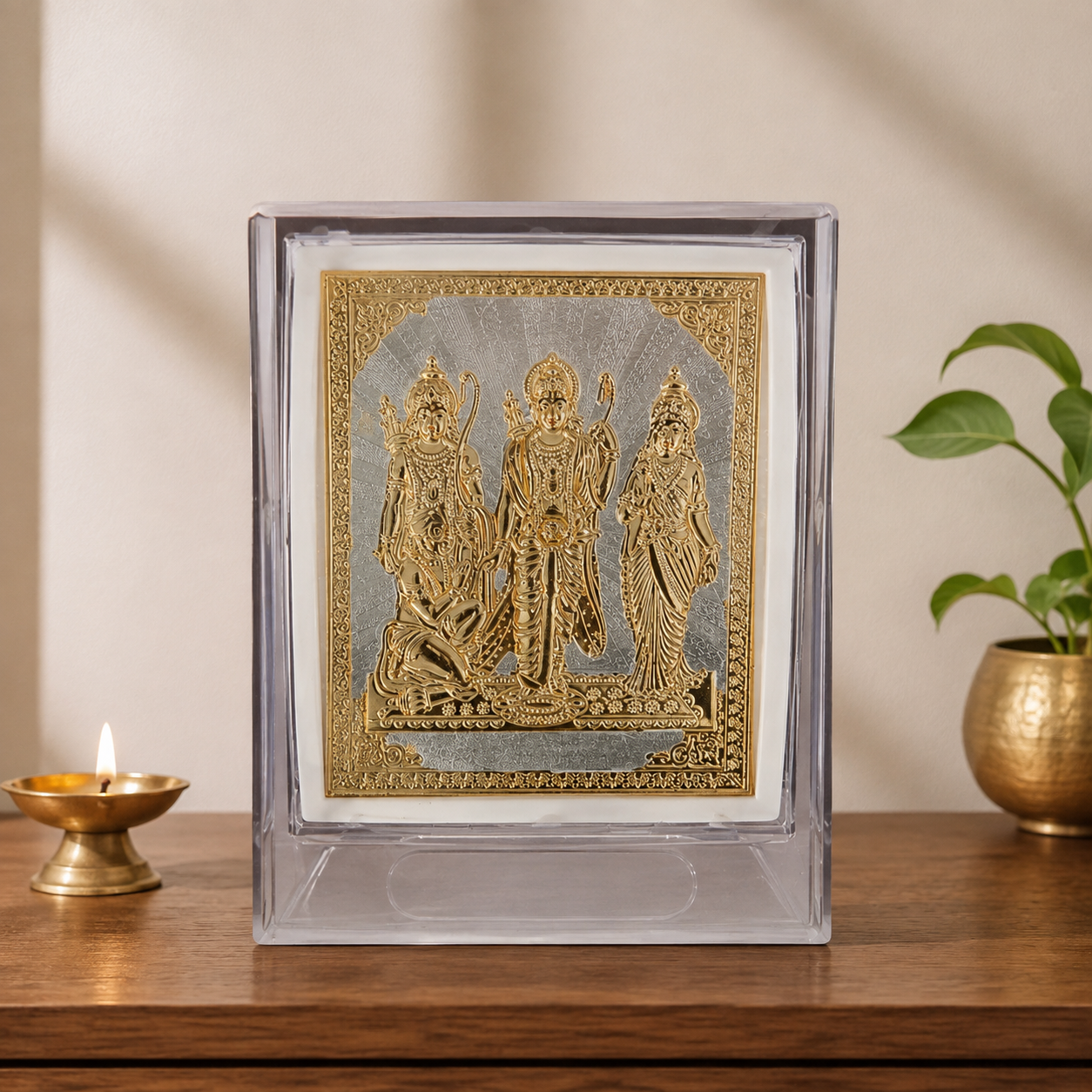 Golden Ram Parivar Decorative Frame for Home & Office