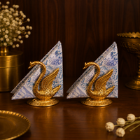 Elegant Gold  Swan Tissue Holder Set of -2