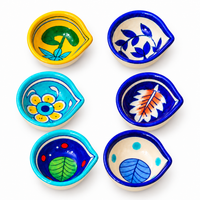 Handcrafted Multicolor Floral Diya Set of 6