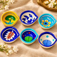 Handcrafted Multicolor Floral Diya Set of 6