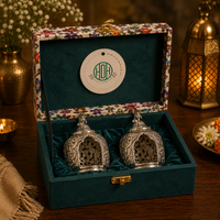 Silver Carving T-Light Holder Set of 2