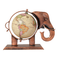 Decorative Metal Globe Elephant Table Ornament Small | Unique Home / Office Accent