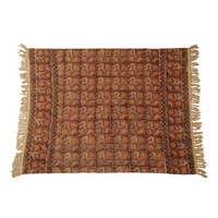 Cotton Maroon and Yellow Kalamkari Throw Blanket | Perfect for Living Room and Bedroom Decor