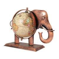 Decorative Metal Globe Elephant Table Ornament Small | Unique Home / Office Accent