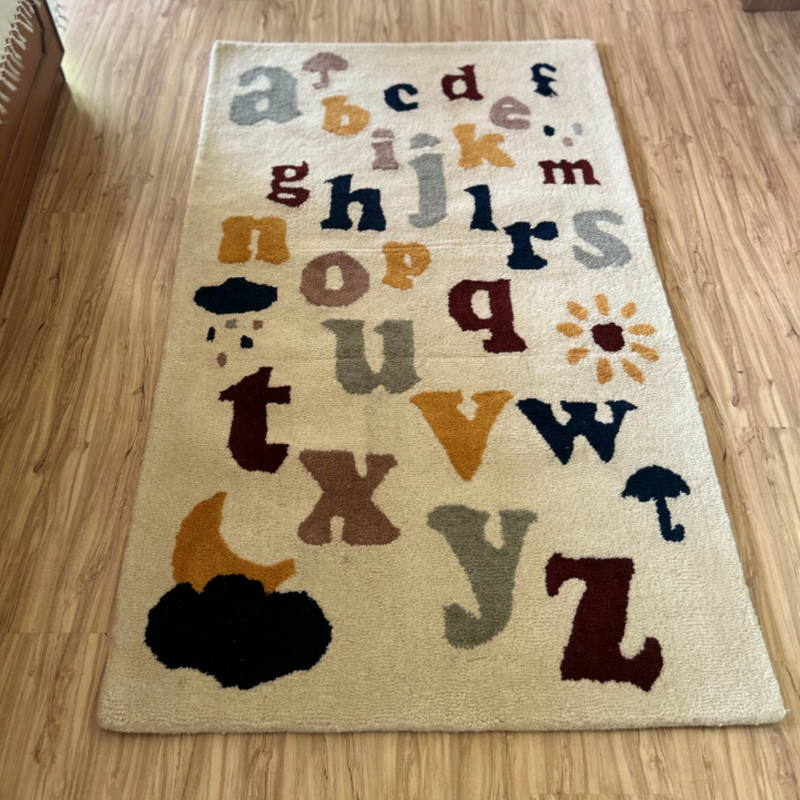 Alphabet Print Hand Tufted Carpet