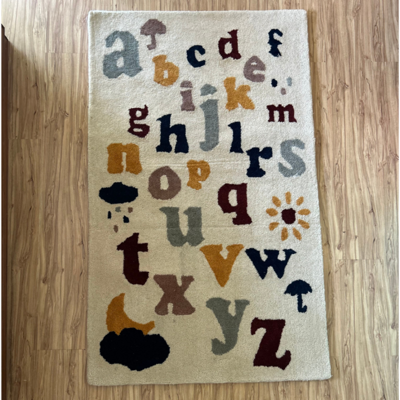 Alphabet Print Hand Tufted Carpet