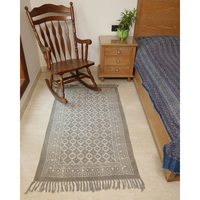 Rugged Block Printed Cotton Dhurrie Rug