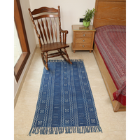 Wavy Block Printed Cotton Dhurrie Rug