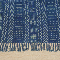 Wavy Block Printed Cotton Dhurrie Rug