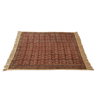 Cotton Maroon and Beige Kalamkari Throw Blanket | Perfect for Living Room and Bedroom Decor