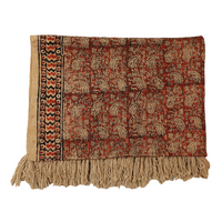 Cotton Maroon and Beige Kalamkari Throw Blanket | Perfect for Living Room and Bedroom Decor