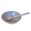 Blue Wooden Bowl with Wooden Spoon | Handcrafted Serving Set of 2