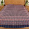 Reddish Blue Ajrakh With Kantha Bedcover | Artisan-Made 100% Cotton Bedspread