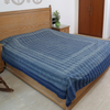 Dark Blue Ajrakh With Kantha Bedcover | Artisan-Made 100% Cotton Bedspread