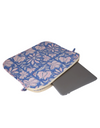 Navy Blue Floral Block Print Laptop Sleeve