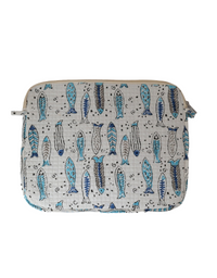 White Fish Block Print Laptop Sleeve