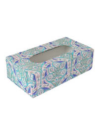 Green Block Print Tissue Box