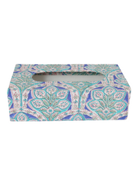 Green Block Print Tissue Box